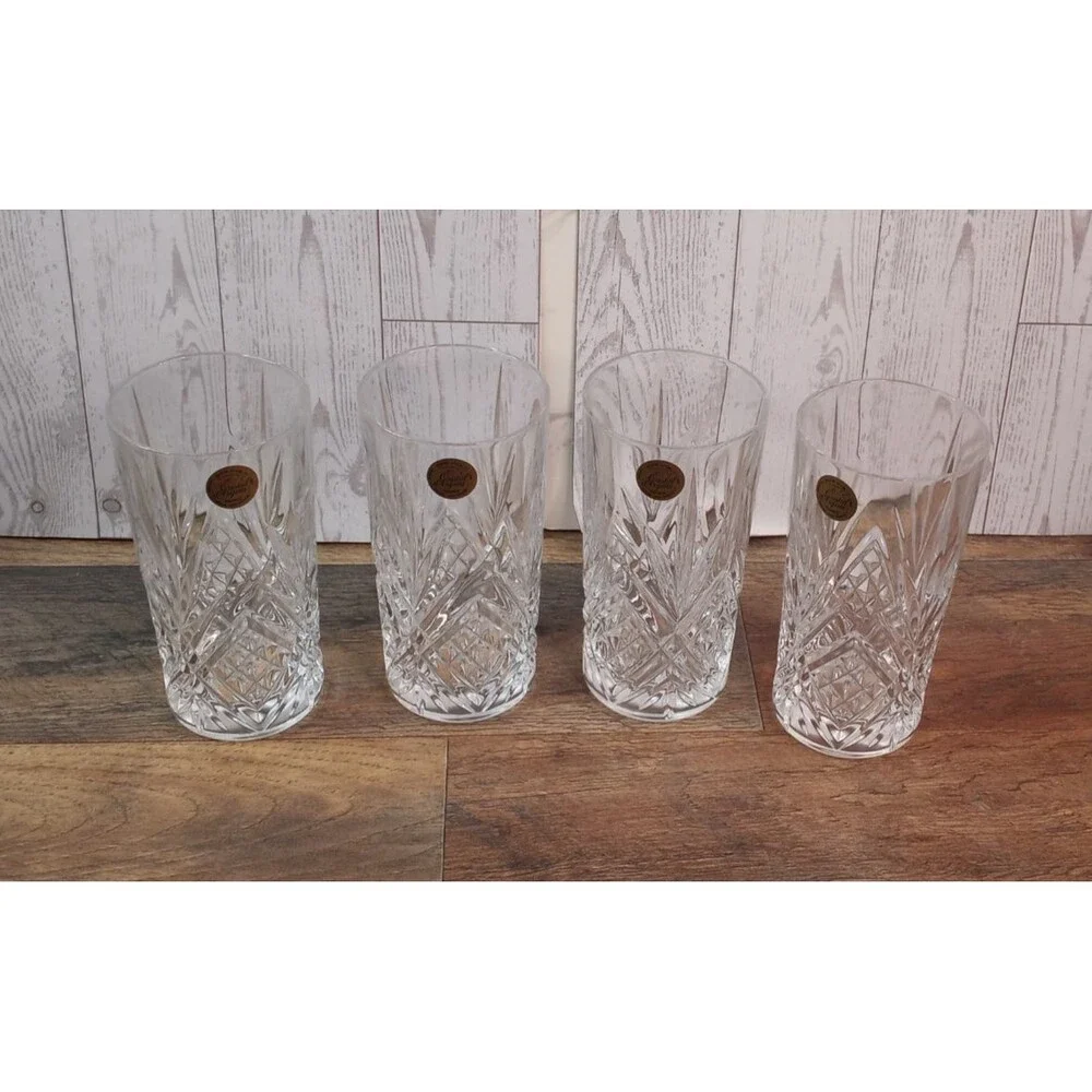 Cristal DArques Masquerade 4 Hi-Ball 12 1/4 oz Cocktail Collins Glasses Crystal